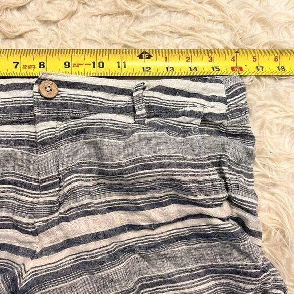 Artisan Ny Women’s Boho Striped Blue & White Linen Summer Short Mid Rise Size 4 - Picture 5 of 10